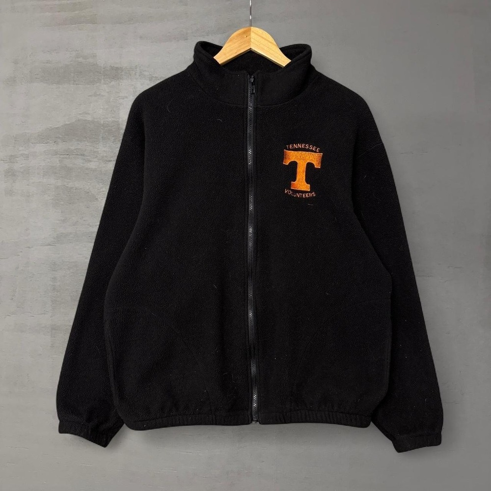 Vintage Tennessee Volunteers Black Full Zip Retro Fleece Sweater Jacket Large